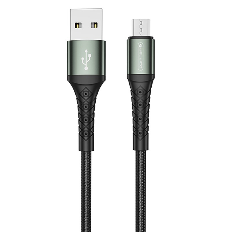 Jellico B12 nailoninis pintas universalus mikro USB prie USB duomenų ir greitas 3.1A įkroviklio laidas, 2 m juodas kaina ir informacija | Kabeliai ir laidai | pigu.lt