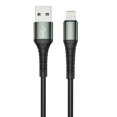 Плетенный тканевый iPhone и iPad Lightning на USB кабель данных Jellico B12 и быстрого заряда 3.1A 2 м, черный цена и информация | Кабели и провода | pigu.lt