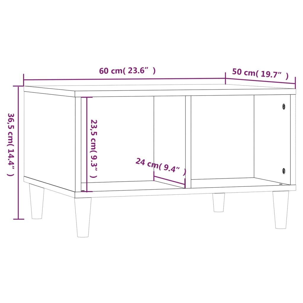 Kavos staliukas VidaXL, 60x50x36,5cm, rudas kaina ir informacija | Kavos staliukai | pigu.lt