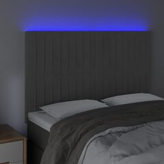 Galvūgalis su LED vidaXL, Aksomas, 144x5x118/128cm, tamsiai pilka kaina ir informacija | Lovos | pigu.lt