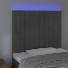 vidaXL Galvūgalis su LED, tamsiai pilkas, 100x5x118/128cm, aksomas kaina ir informacija | Lovos | pigu.lt