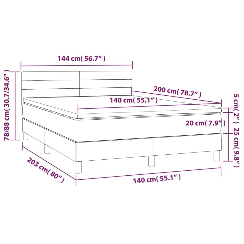 vidaXL Lova su spyruoklėmis ir čiužiniu, juoda, 140x200 cm, audinys kaina ir informacija | Lovos | pigu.lt