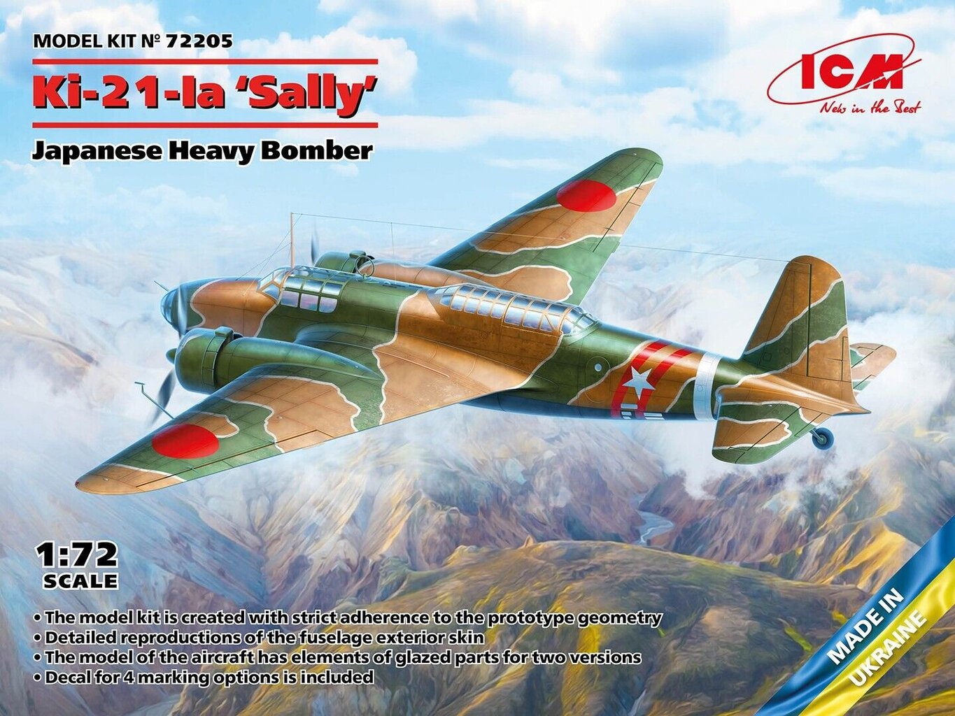 Klijuojamas modelis ICM 72205 Japanese Heavy Bomber Ki-21-Ia Sally 1/72 цена и информация | Klijuojami modeliai | pigu.lt
