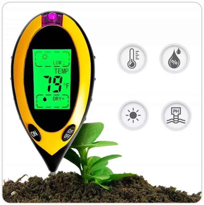Rūgšties matuoklis - 4-in-1 dirvožemio pH matuoklis su insoliacijos jutikliu цена и информация | Sodo įrankiai | pigu.lt