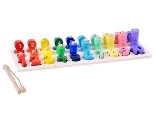Деревянный развивающий пазл Цифры и цвета с удочкой цена и информация | Развивающие игрушки | pigu.lt
