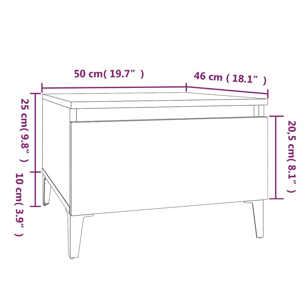 vidaXL Šoninis staliukas, baltos spalvos, 50x46x35cm, apdirbta mediena цена и информация | Kavos staliukai | pigu.lt