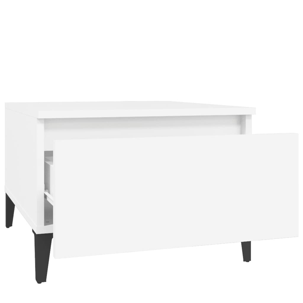 vidaXL Šoninis staliukas, baltos spalvos, 50x46x35cm, apdirbta mediena kaina ir informacija | Kavos staliukai | pigu.lt