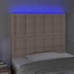 Galvūgalis su LED vidaXL, Dirbtinė oda, 90x5x118/128cm, kapučino spalva kaina ir informacija | Lovos | pigu.lt