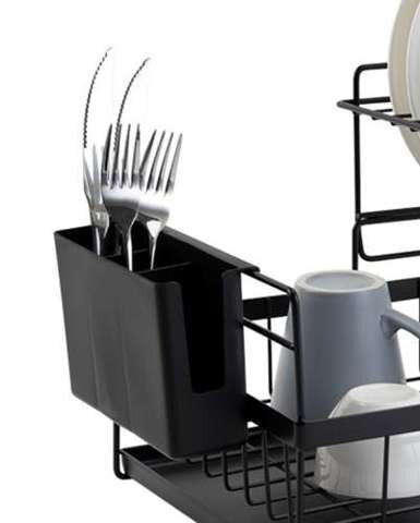 Dviejų pakopų indų lentyna, juoda kaina ir informacija | Virtuvės įrankiai | pigu.lt