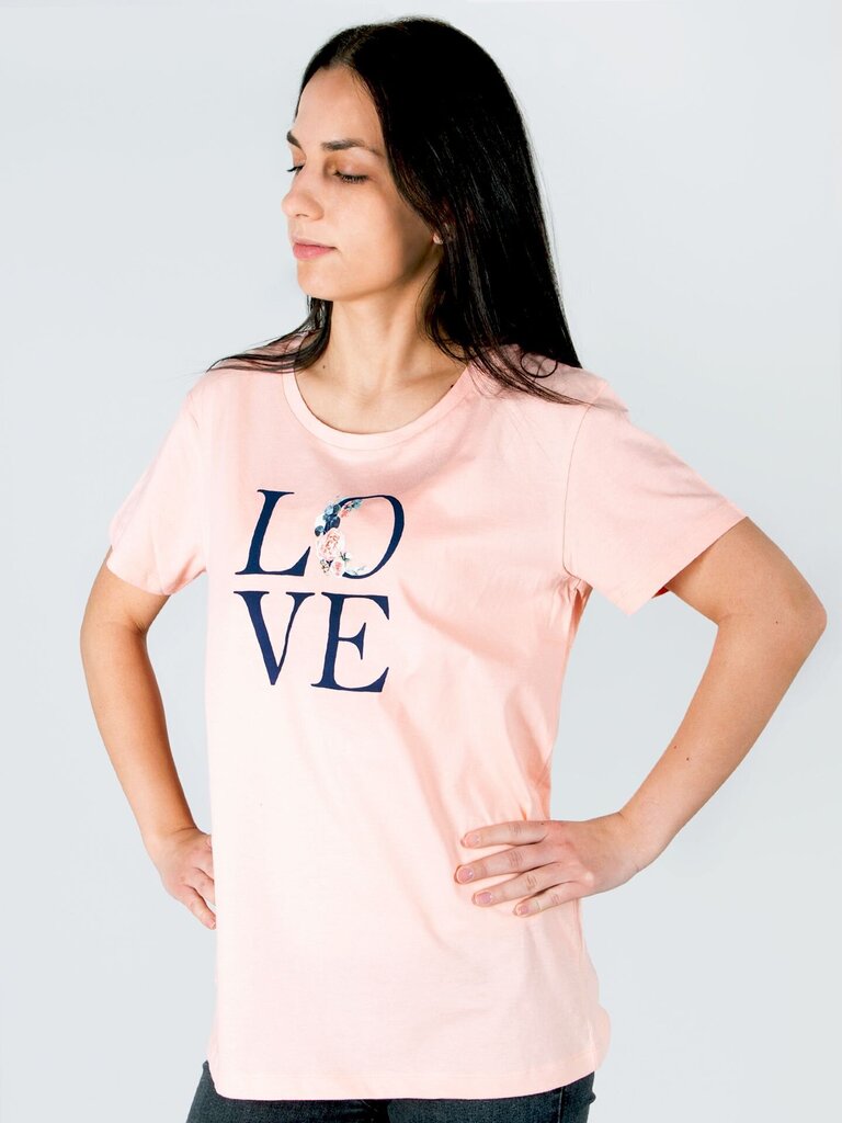 Moteriški marškinėliai YoClub PK-089 Love, oranžinė kaina ir informacija | Marškinėliai moterims | pigu.lt