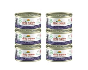 Almo Nature HFC Natural, для кошек, тунец, курица и ветчина, 6x70г. цена и информация | Консервы для кошек | pigu.lt