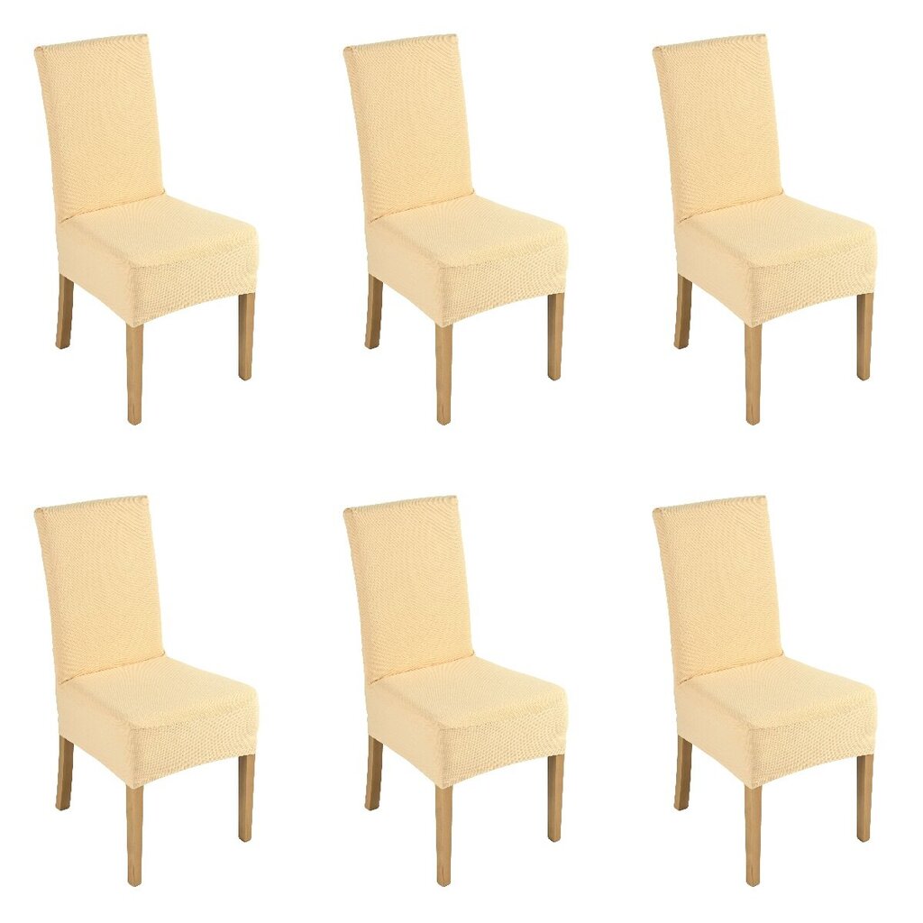 6 dalių kėdžių užvalkalas medvilninis smėlio spalvos цена и информация | Baldų užvalkalai | pigu.lt