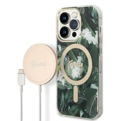 Zestaw Guess GUBPP14XHJEACSA Case+ Charger iPhone 14 Pro Max 6,7" zielony|green hard case Jungle MagSafe цена и информация | Чехлы для телефонов | pigu.lt
