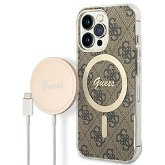 Zestaw Guess GUBPP13LH4EACSW Case+ Charger iPhone 13 Pro brązowy|brown hard case 4G Print MagSafe цена и информация | Чехлы для телефонов | pigu.lt