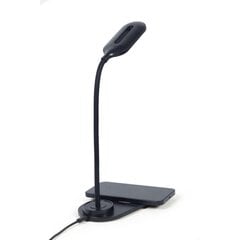 Galda lampa Gembird Desk Lamp with Wireless Charger Black цена и информация | Настольные светильники | pigu.lt