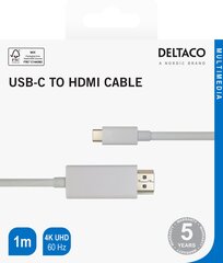 Deltaco, USB-C/HDMI, 1 m kaina ir informacija | Kabeliai ir laidai | pigu.lt