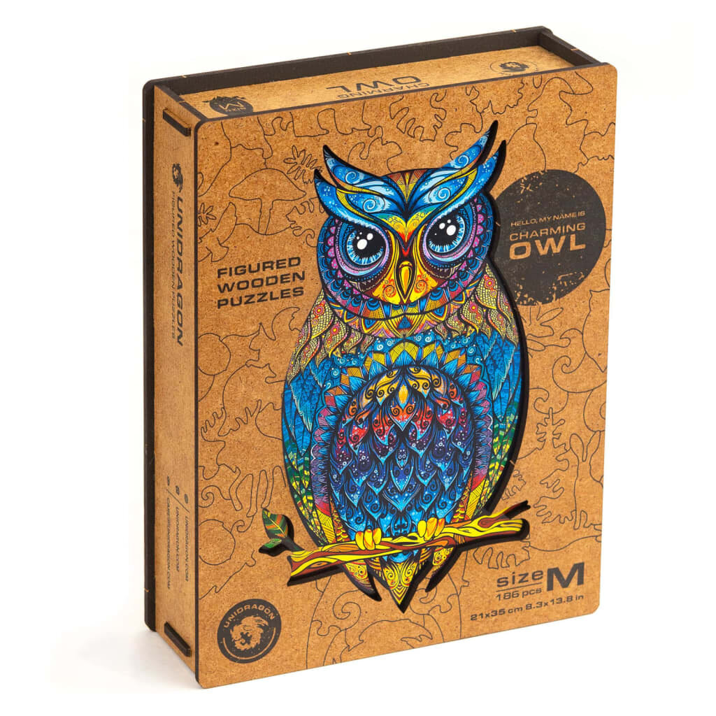 Medinė dėlionė Unidragon Charming Owl, 186 det. kaina ir informacija | Dėlionės (puzzle) | pigu.lt