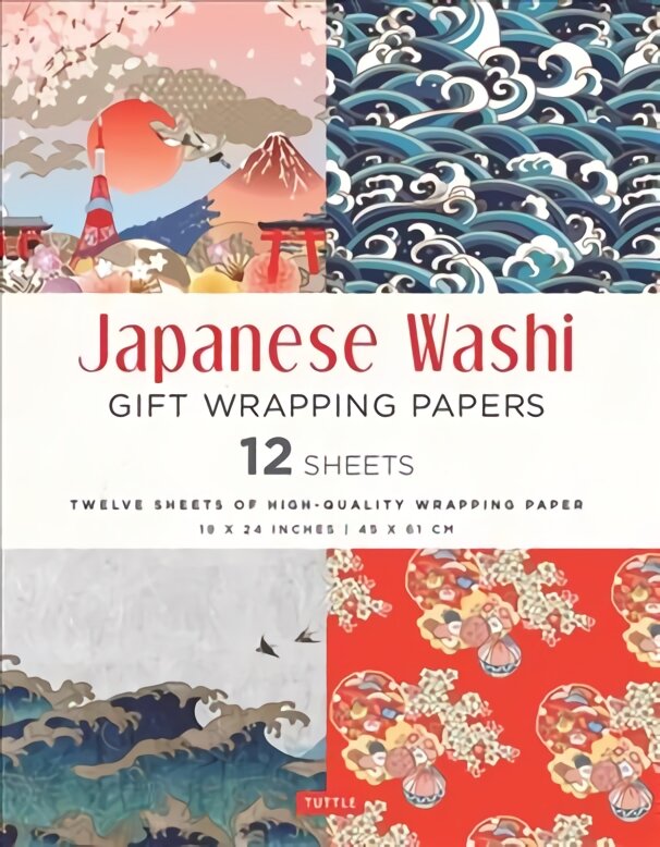 Japanese Washi Gift Wrapping Papers - 12 Sheets: 18 x 24 inch (45 x 61 cm) Wrapping Paper kaina ir informacija | Enciklopedijos ir žinynai | pigu.lt
