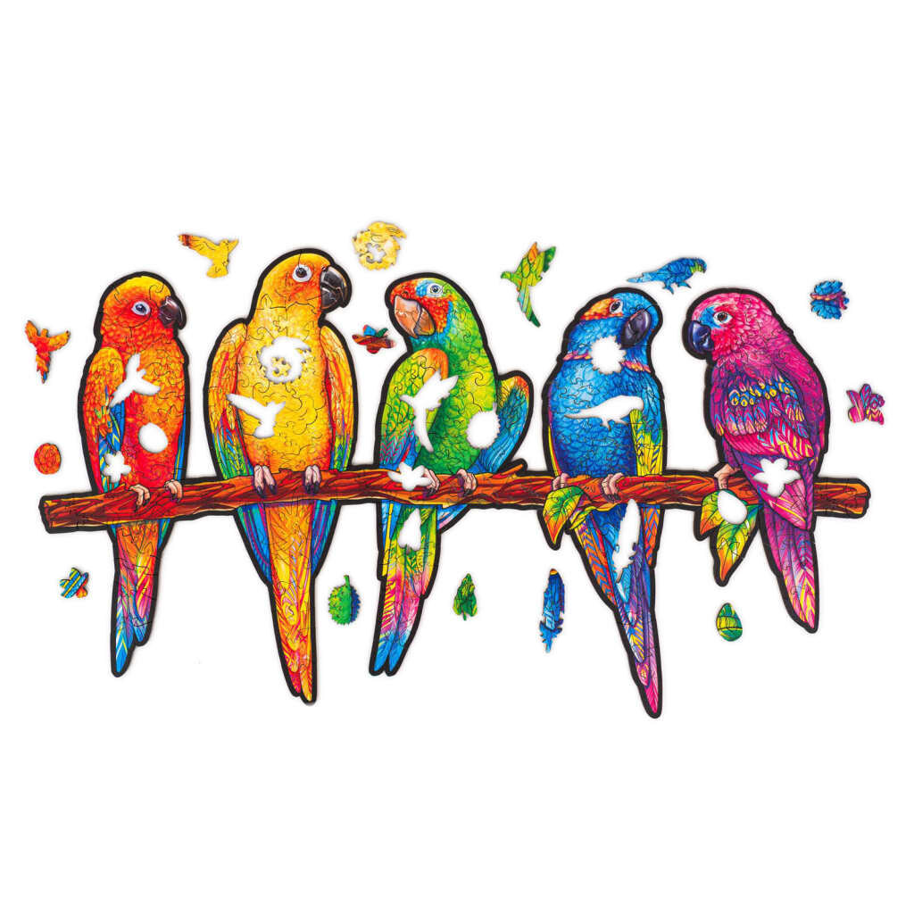 Medinė dėlionė Unidragon Playful Parrots, 193 det. цена и информация | Dėlionės (puzzle) | pigu.lt