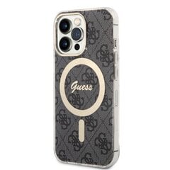 Zestaw Guess GUBPP13XH4EACSK Case+ Charger iPhone 13 Pro Max czarny|black hard case 4G Print MagSafe цена и информация | Чехлы для телефонов | pigu.lt