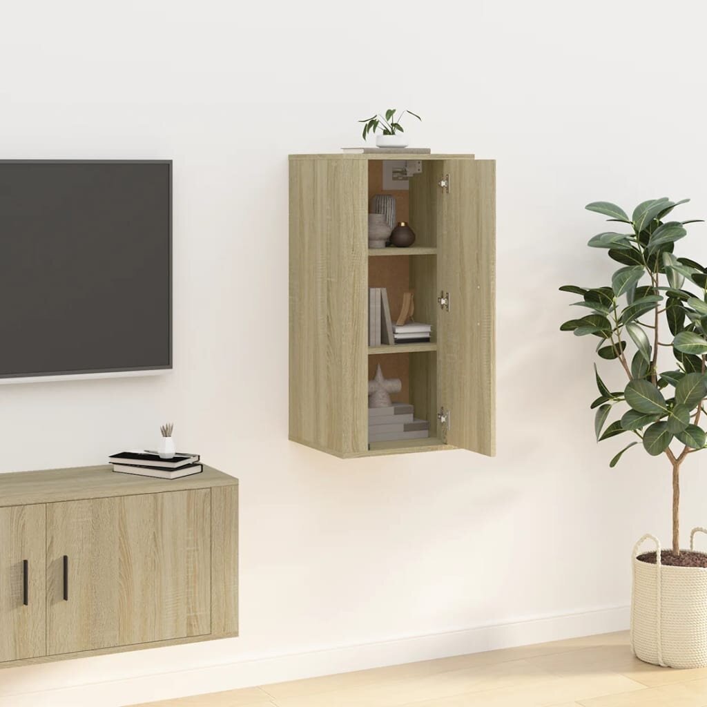 Sieninė televizoriaus spintelė vidaXL, ruda kaina ir informacija | TV staliukai | pigu.lt