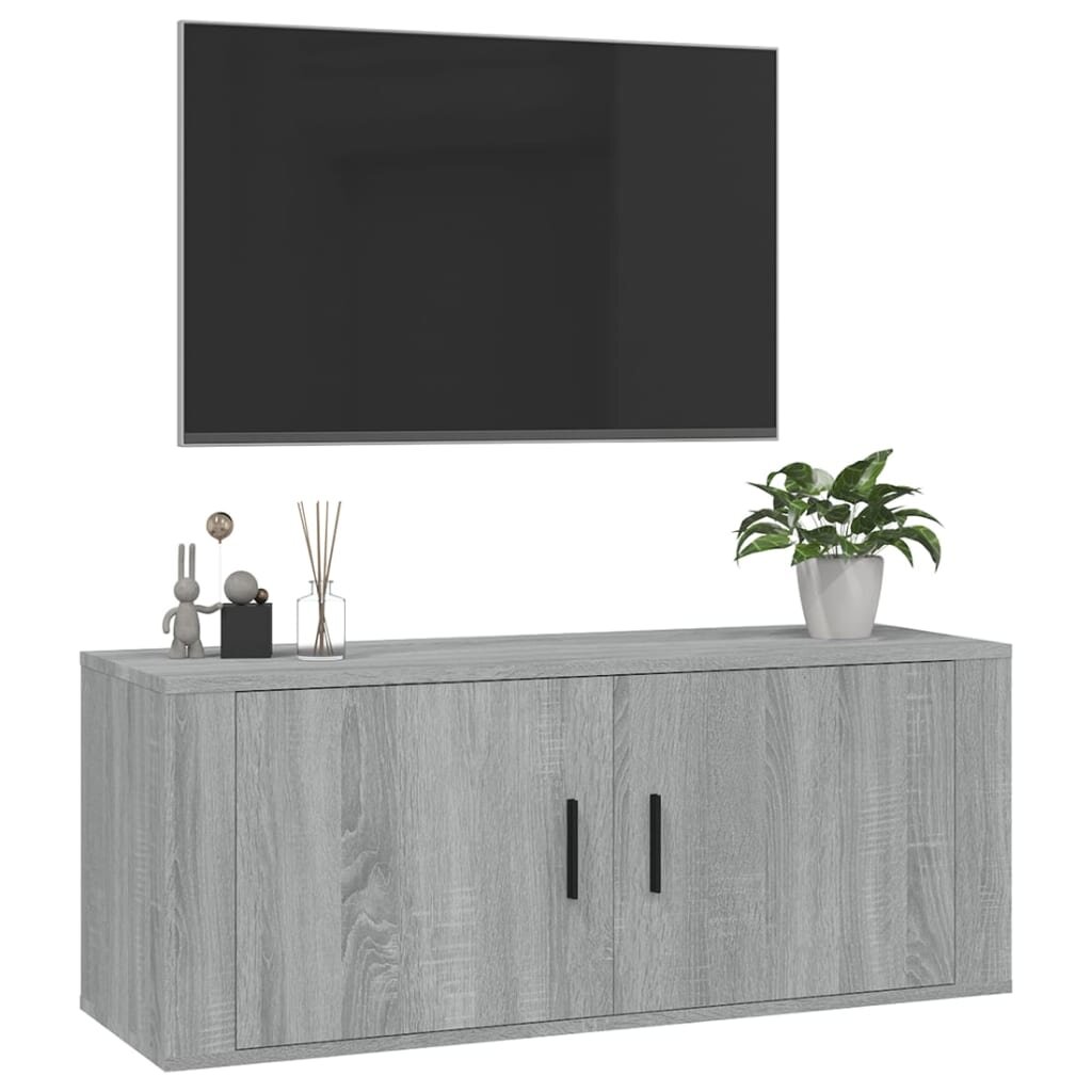 vidaXL Sieninė televizoriaus spintelė, pilka ąžuolo, 100x34,5x40cm kaina ir informacija | TV staliukai | pigu.lt