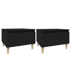 vidaXL Šoniniai staliukai, 2vnt., juodi, 50x46x35cm, apdirbta mediena kaina ir informacija | Kavos staliukai | pigu.lt