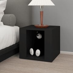 vidaXL Naktinis staliukas, juodas, 41x40x36cm, apdirbta mediena kaina ir informacija | Spintelės prie lovos | pigu.lt