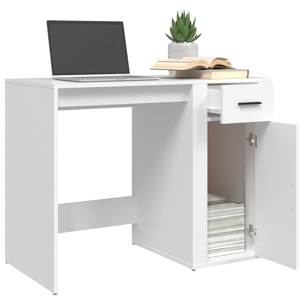 vidaXL Rašomasis stalas, baltos spalvos, 100x49x75cm, apdirbta mediena kaina ir informacija | Kompiuteriniai, rašomieji stalai | pigu.lt