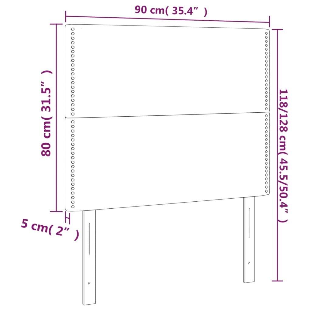 Galvūgalis su LED vidaXL, Aksomas, 90x5x118/128cm, juoda цена и информация | Lovos | pigu.lt