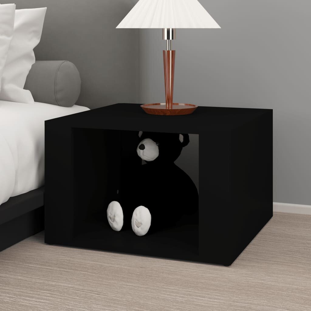 Naktinis staliukas vidaXL, Apdirbta mediena, 57x55x36cm, juoda kaina ir informacija | Spintelės prie lovos | pigu.lt