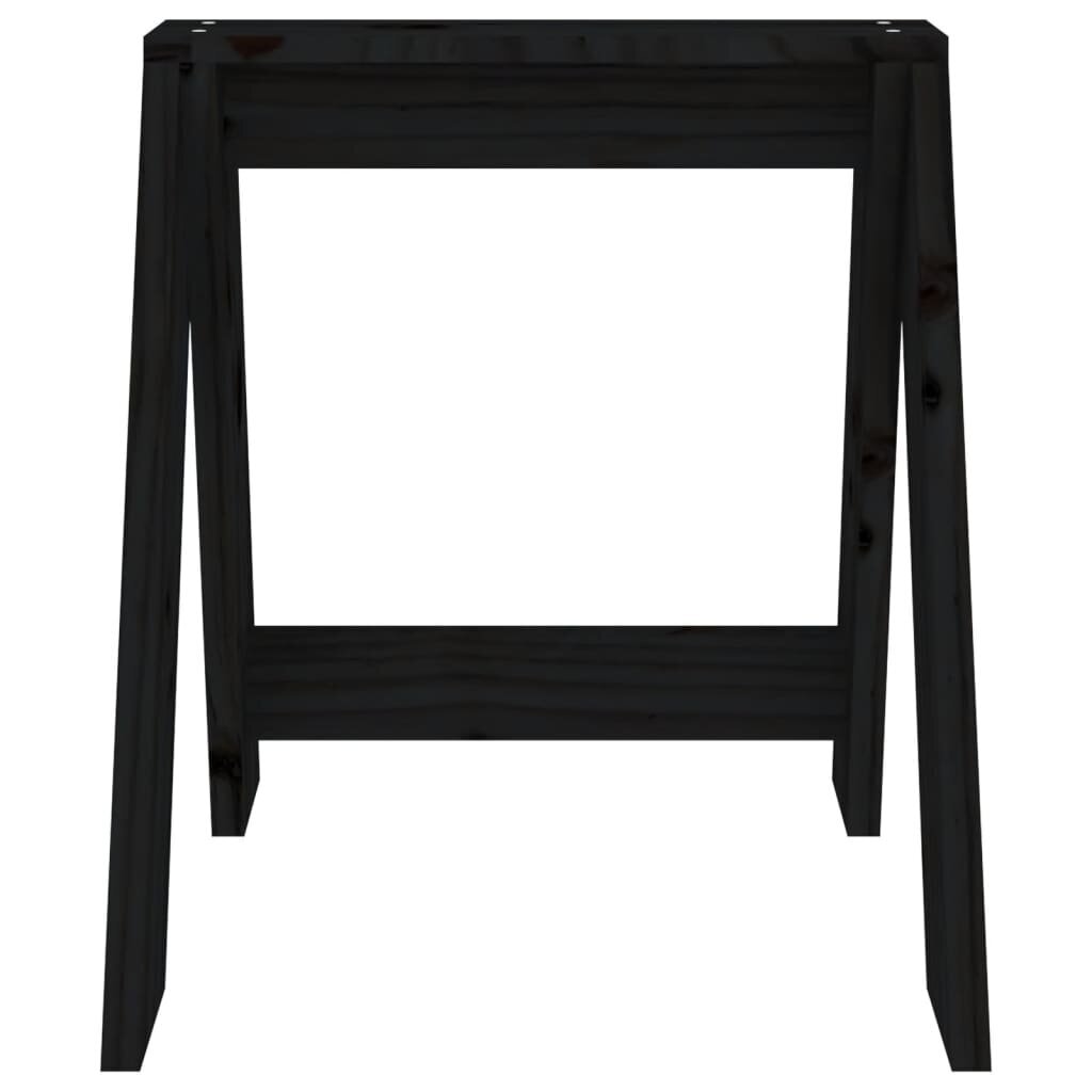 vidaXL Taburetės, 2 vnt., juodos, 40 x 40 x 45 cm, pušies medienos masyvas Juoda kaina ir informacija | Virtuvės ir valgomojo kėdės | pigu.lt