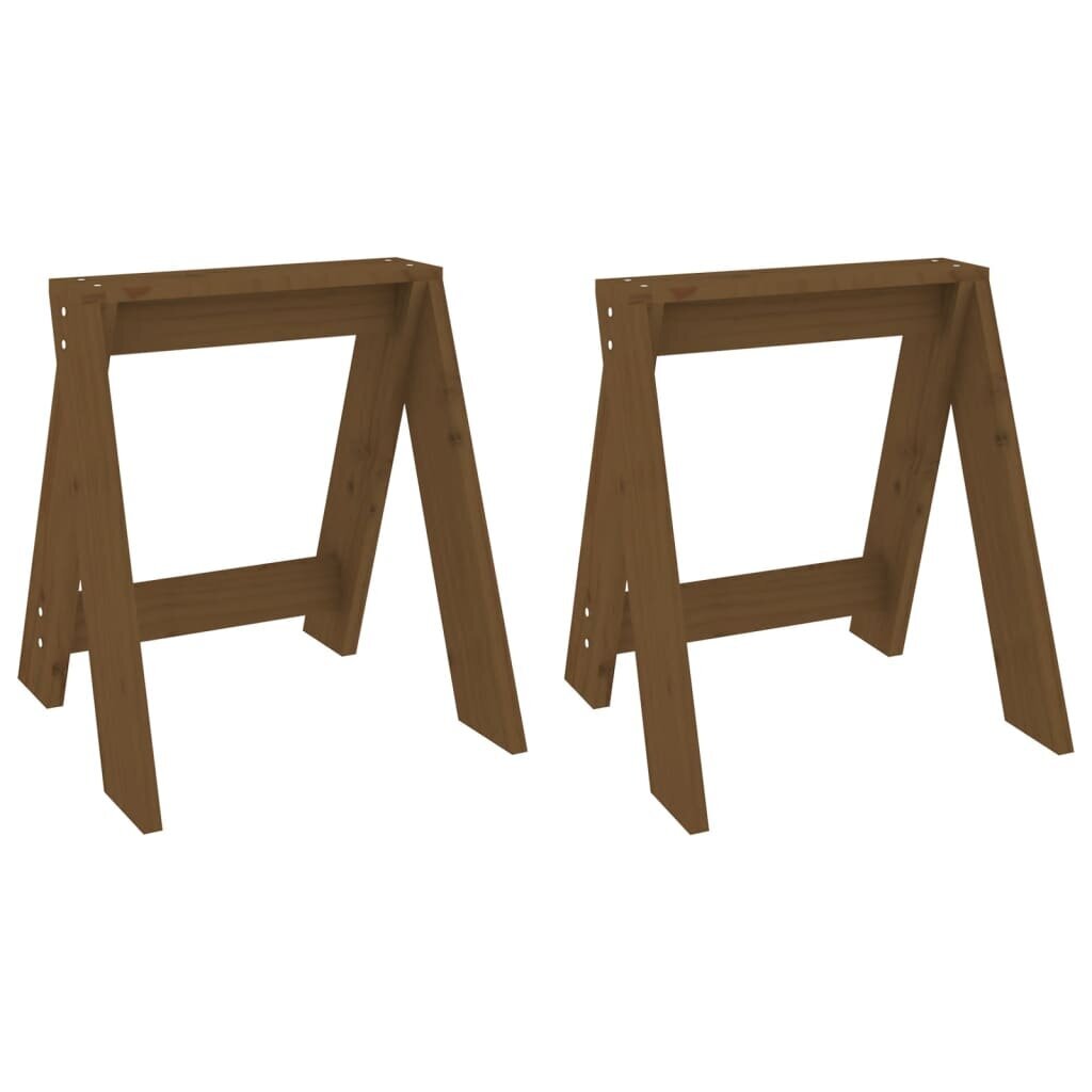 vidaXL Taburetės, 2 vnt., medaus rudos, 40 x 40 x 45 cm, pušies masyvas Ruda kaina ir informacija | Virtuvės ir valgomojo kėdės | pigu.lt