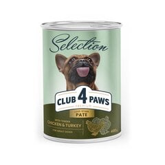 Club 4 Paws Premium visavertis konservuotas paštetas suaugusiems šunims su vištiena ir kalakutiena, 400 g цена и информация | Консервы для собак | pigu.lt