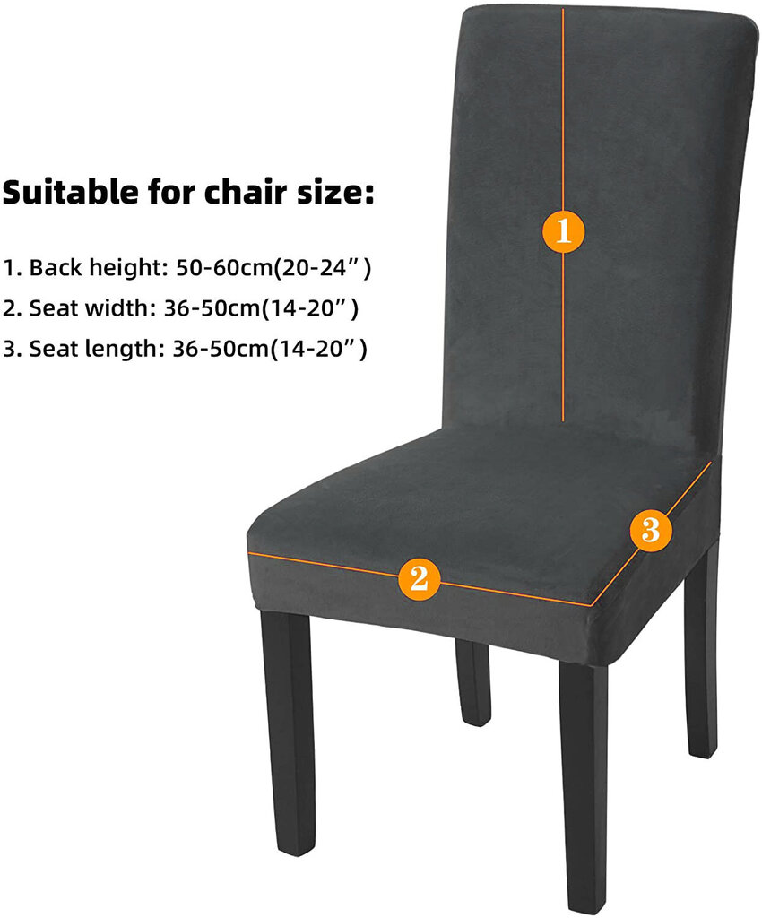 Veliūriniai lankstūs kėdžių užvalkalai, 4 vnt, šviesiai pilka kaina ir informacija | Baldų užvalkalai | pigu.lt