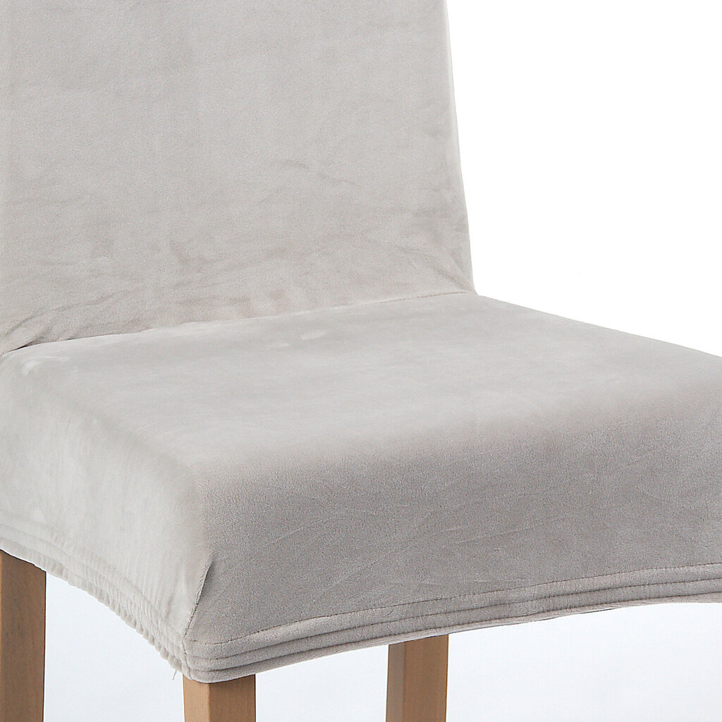Veliūriniai lankstūs kėdžių užvalkalai, 4 vnt, šviesiai pilka kaina ir informacija | Baldų užvalkalai | pigu.lt