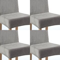 Veliūriniai lankstūs kėdžių užvalkalai, 4 vnt, pilka цена и информация | Чехлы для мебели | pigu.lt
