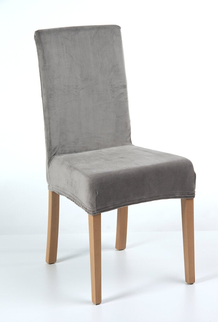 Veliūriniai lankstūs kėdžių užvalkalai, 4 vnt, pilka kaina ir informacija | Baldų užvalkalai | pigu.lt