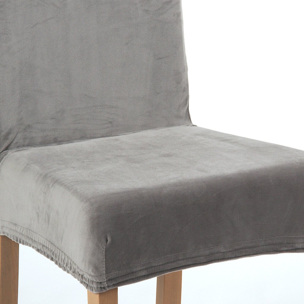 Veliūriniai lankstūs kėdžių užvalkalai, 4 vnt, pilka kaina ir informacija | Baldų užvalkalai | pigu.lt