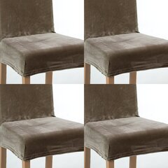 Veliūriniai lankstūs kėdžių užvalkalai, 4 vnt, ruda цена и информация | Чехлы для мебели | pigu.lt