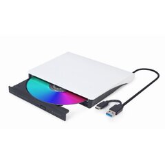 Ārējais diskdzinis Gembird External USB DVD drive White цена и информация | Оптические устройства | pigu.lt