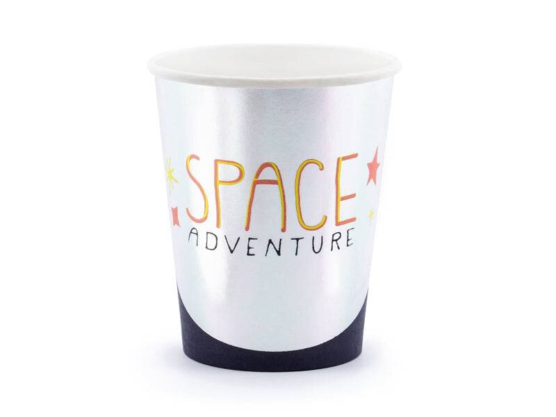 Vienkartiniai puodeliai Space party, 6 vnt, 200 ml kaina ir informacija | Vienkartiniai indai šventėms | pigu.lt