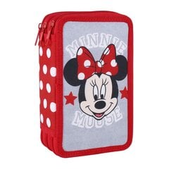 Тройной пенал Minnie Mouse, 43 предмета, красный, 12 x 19.5 x 6.5 см цена и информация | Пеналы | pigu.lt