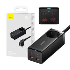 Baseus GaN3 Pro wall charger | powerstrip 2xUSB + 2xUSB-C + AC, 100W (black) цена и информация | Зарядные устройства для телефонов | pigu.lt
