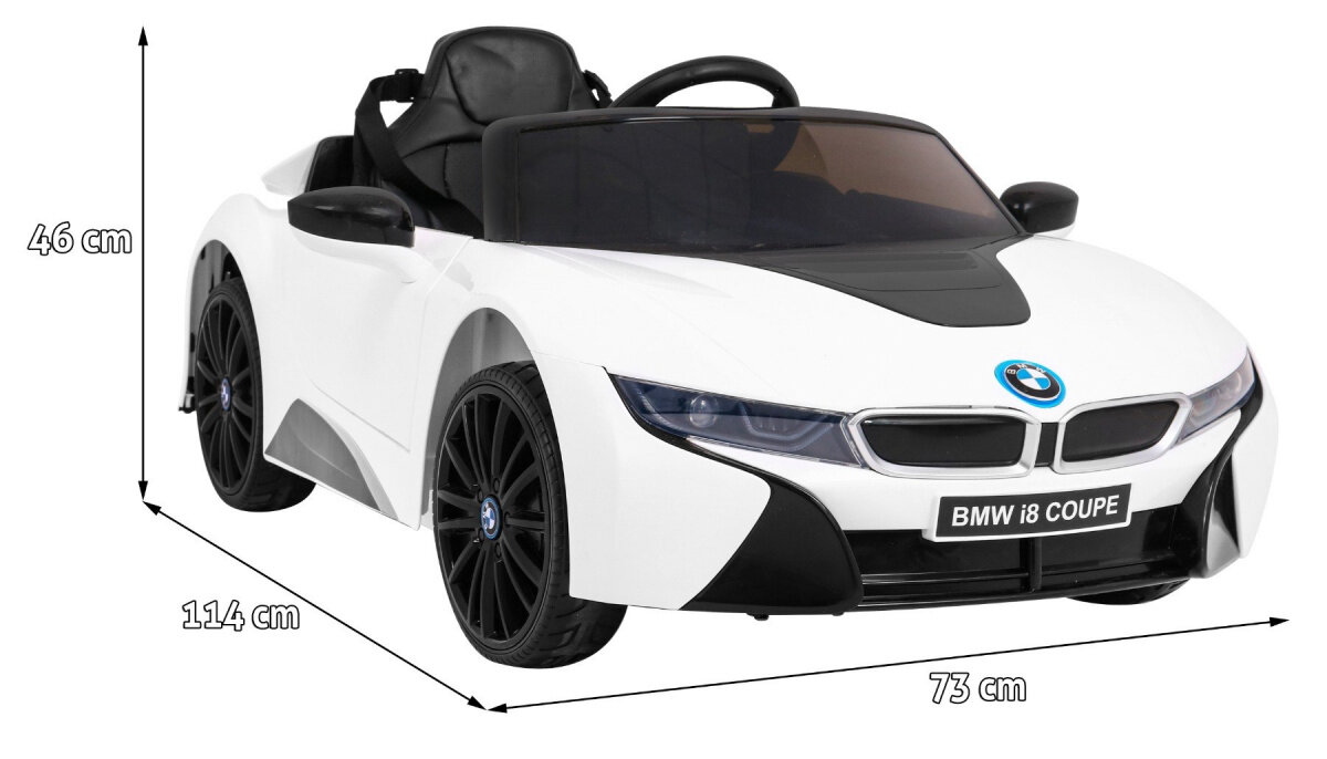 Vienvietis elektromobilis BMW I8 Lift, baltas kaina ir informacija | Elektromobiliai vaikams | pigu.lt