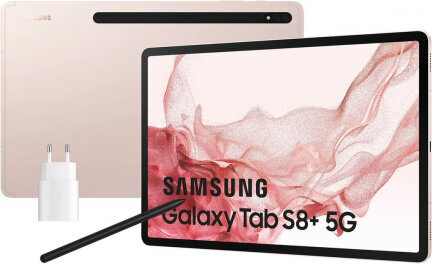 Samsung Galaxy Tab S8+ 128 GB, 5G, rožinė цена и информация | Planšetiniai kompiuteriai | pigu.lt