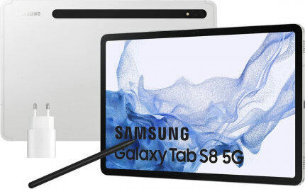 Samsung Galaxy Tab S8+, RAM 256 GB, 5G, sidabrinė цена и информация | Planšetiniai kompiuteriai | pigu.lt