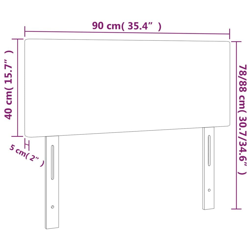 Galvūgalis su LED vidaXL, Dirbtinė oda, 90x5x78/88cm, balta kaina ir informacija | Lovos | pigu.lt