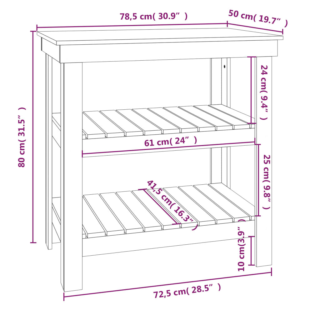 vidaXL Darbastalis, juodas, 78,5x50x80cm, pušies medienos masyvas цена и информация | Mechaniniai įrankiai | pigu.lt