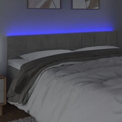 Galvūgalis su LED vidaXL, Aksomas, 160x5x78/88cm, šviesiai pilka kaina ir informacija | Lovos | pigu.lt